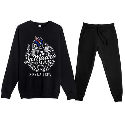 La Madre Mas Chingona Soy La Jefa Skeleton Lover Premium Crewneck Sweatsuit Set