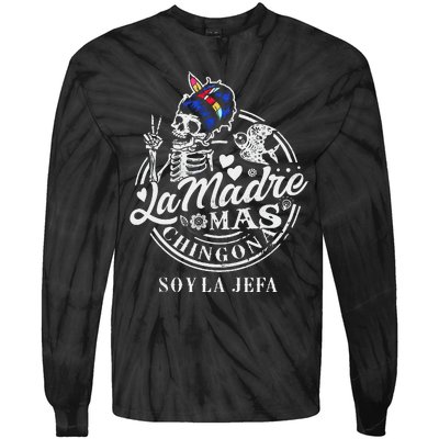 La Madre Mas Chingona Soy La Jefa Skeleton Lover Tie-Dye Long Sleeve Shirt