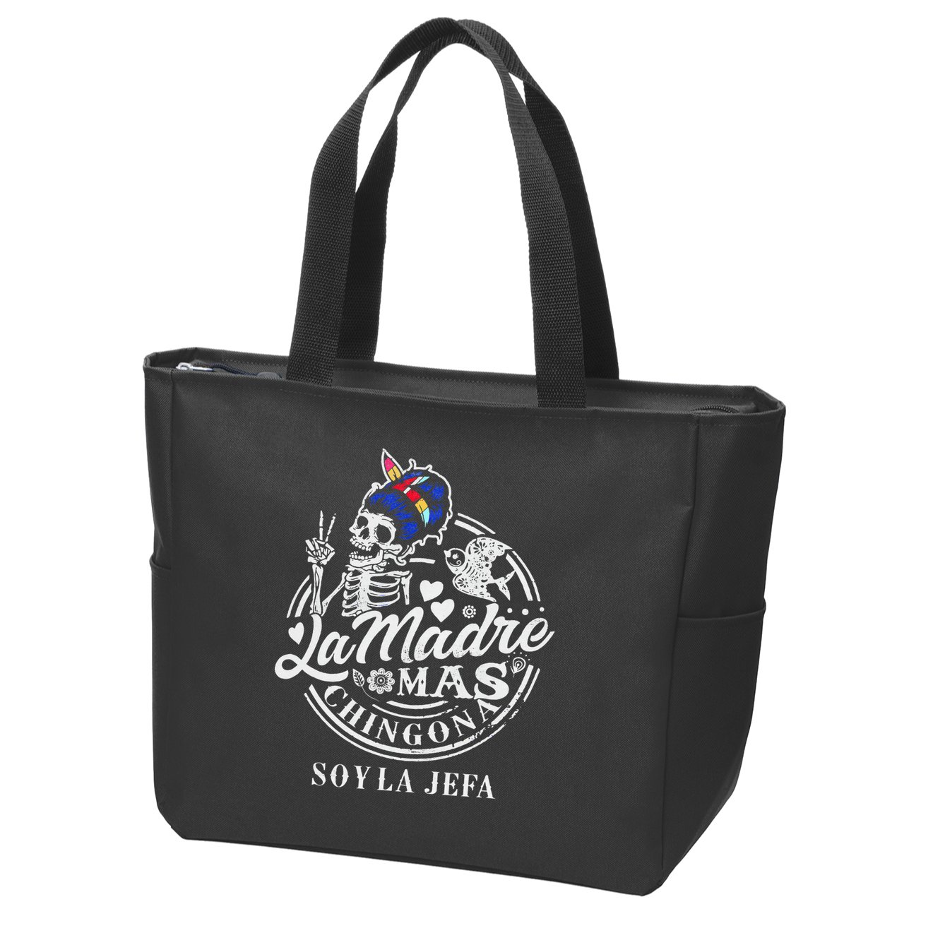 La Madre Mas Chingona Soy La Jefa Skeleton Lover Zip Tote Bag