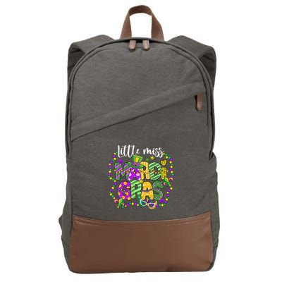 Little Miss Mardi Gras Carnival Women Cotton Canvas Backpack