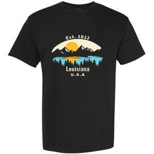 Louisiana Mountain Nature Sunset River Camping Hiking Garment-Dyed Heavyweight T-Shirt