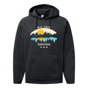 Louisiana Mountain Nature Sunset River Camping Hiking Performance Fleece Hoodie