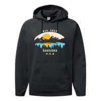 Louisiana Mountain Nature Sunset River Camping Hiking Performance Fleece Hoodie