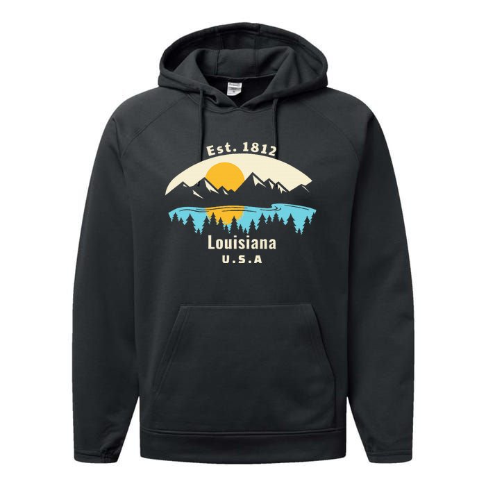 Louisiana Mountain Nature Sunset River Camping Hiking Performance Fleece Hoodie