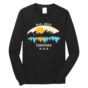 Louisiana Mountain Nature Sunset River Camping Hiking Long Sleeve Shirt