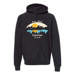 Louisiana Mountain Nature Sunset River Camping Hiking Premium Hoodie