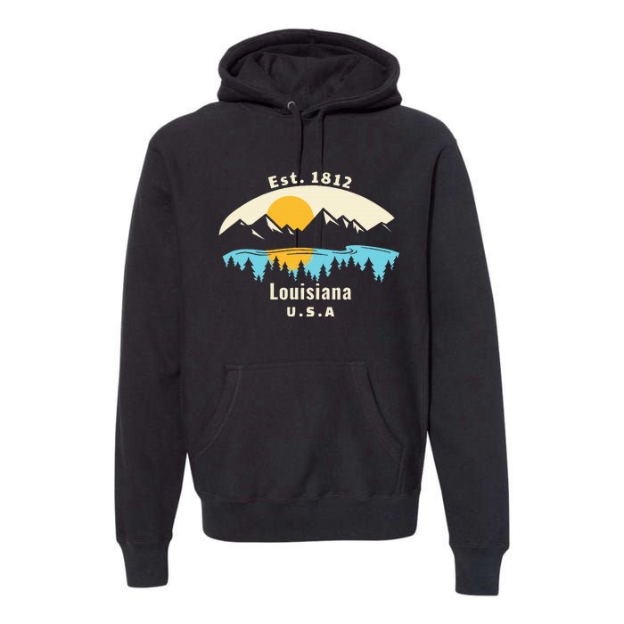 Louisiana Mountain Nature Sunset River Camping Hiking Premium Hoodie