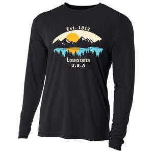 Louisiana Mountain Nature Sunset River Camping Hiking Cooling Performance Long Sleeve Crew