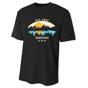 Louisiana Mountain Nature Sunset River Camping Hiking Performance Sprint T-Shirt