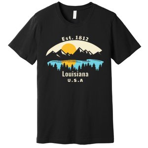 Louisiana Mountain Nature Sunset River Camping Hiking Premium T-Shirt