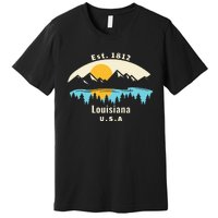 Louisiana Mountain Nature Sunset River Camping Hiking Premium T-Shirt