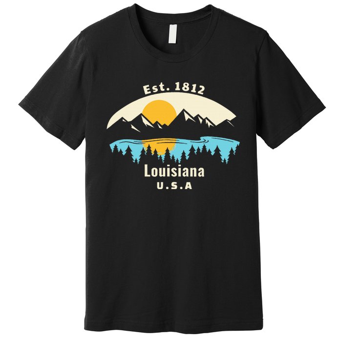 Louisiana Mountain Nature Sunset River Camping Hiking Premium T-Shirt