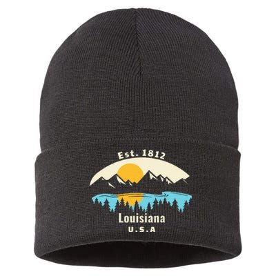 Louisiana Mountain Nature Sunset River Camping Hiking Sustainable Knit Beanie