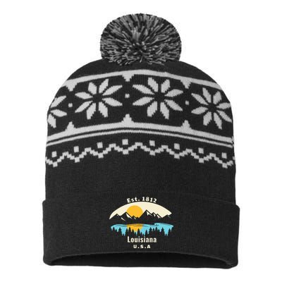 Louisiana Mountain Nature Sunset River Camping Hiking USA-Made Snowflake Beanie