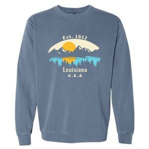 Louisiana Mountain Nature Sunset River Camping Hiking Garment-Dyed Sweatshirt