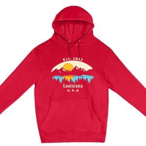 Louisiana Mountain Nature Sunset River Camping Hiking Premium Pullover Hoodie