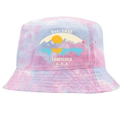 Louisiana Mountain Nature Sunset River Camping Hiking Tie-Dyed Bucket Hat