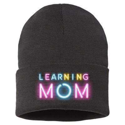 Learning Mom Neon Mothers Day Sustainable Knit Beanie