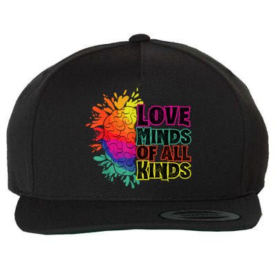 Love Minds Of All Kinds, Neurodiversity, Autism Awareness Wool Snapback Cap