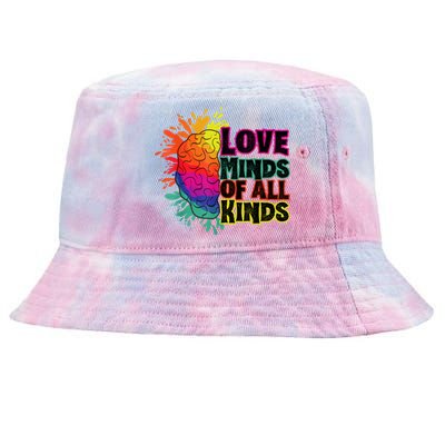 Love Minds Of All Kinds, Neurodiversity, Autism Awareness Tie-Dyed Bucket Hat