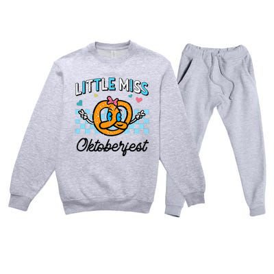 Little Miss Oktoberfest Pretzel German Premium Crewneck Sweatsuit Set