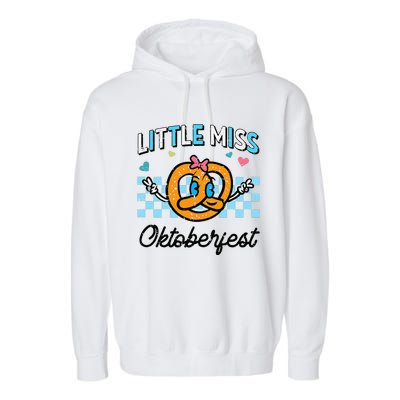 Little Miss Oktoberfest Pretzel German Garment-Dyed Fleece Hoodie