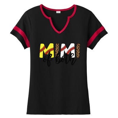 Leopard Mimi Of Both Baseball Softball Grandma Mother's Day Ladies Halftime Notch Neck Tee