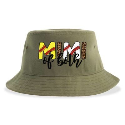 Leopard Mimi Of Both Baseball Softball Grandma Mother's Day Sustainable Bucket Hat