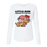 Little Miss Obsessed With Her Dog Funny Design Womens Cotton Relaxed Long Sleeve T-Shirt