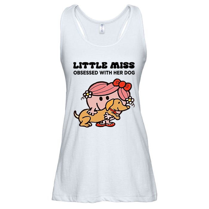 Little Miss Obsessed With Her Dog Funny Design Ladies Essential Flowy Tank