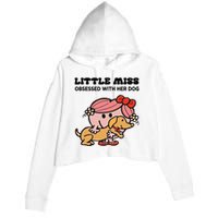 Little Miss Obsessed With Her Dog Funny Design Crop Fleece Hoodie