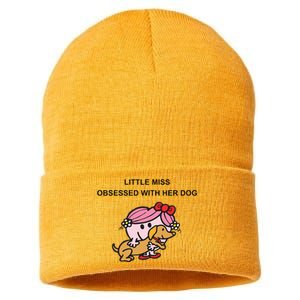 Little Miss Obsessed With Her Dog Funny Design Sustainable Knit Beanie