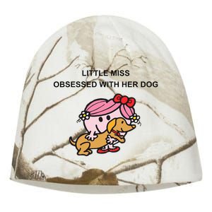 Little Miss Obsessed With Her Dog Funny Design Kati - Camo Knit Beanie