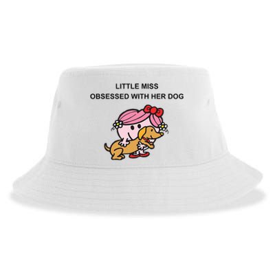 Little Miss Obsessed With Her Dog Funny Design Sustainable Bucket Hat