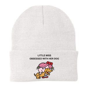 Little Miss Obsessed With Her Dog Funny Design Knit Cap Winter Beanie