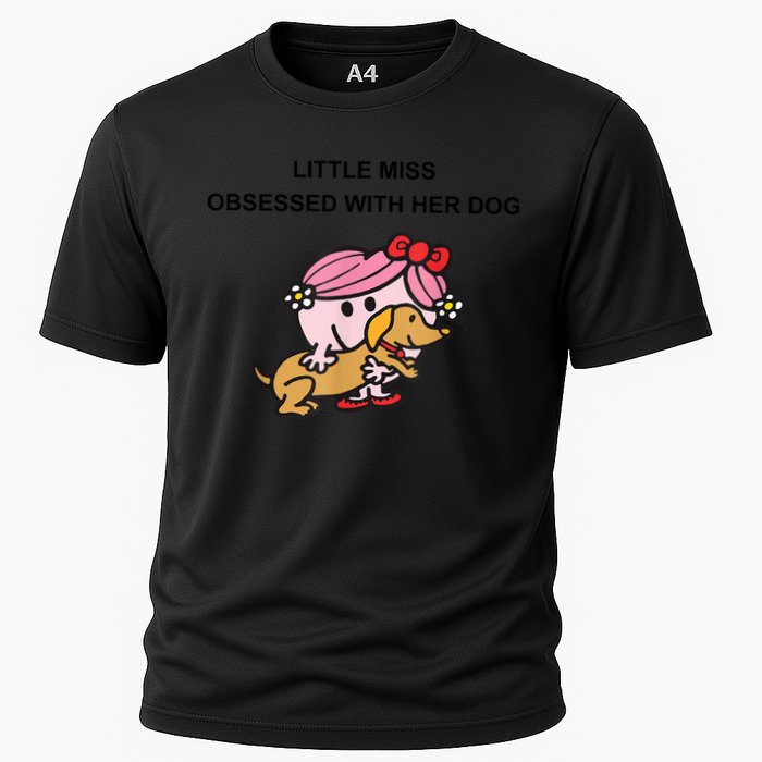 Little Miss Obsessed With Her Dog Funny Design Cooling Performance Crew T-Shirt
