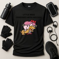 Little Miss Obsessed With Her Dog Funny Design Cooling Performance Crew T-Shirt