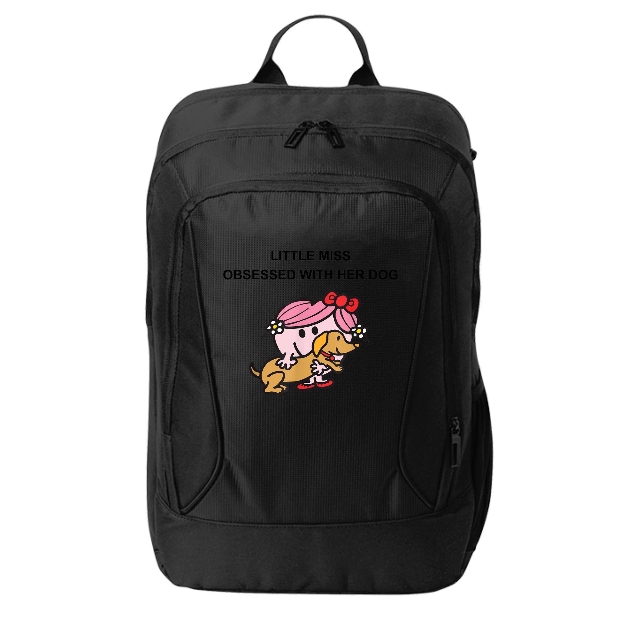 Little Miss Obsessed With Her Dog Funny Design City Backpack