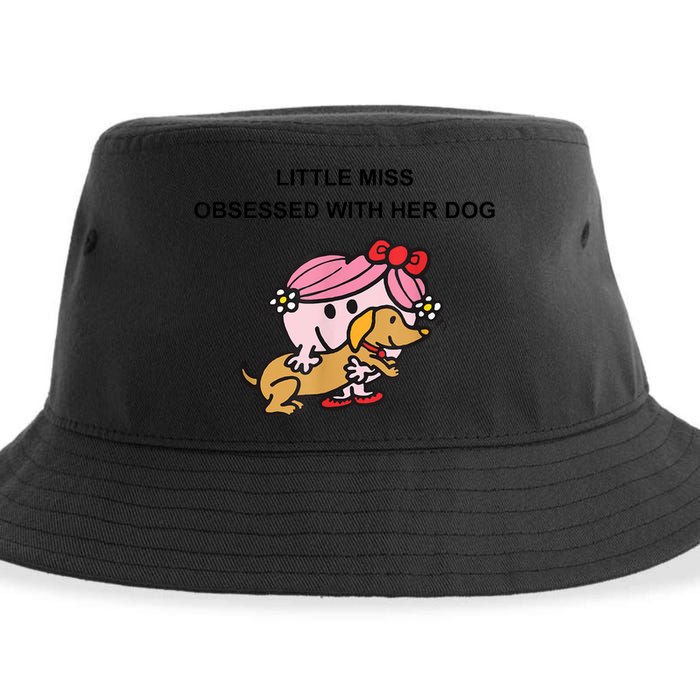 Little Miss Obsessed With Her Dog Funny Design Sustainable Bucket Hat
