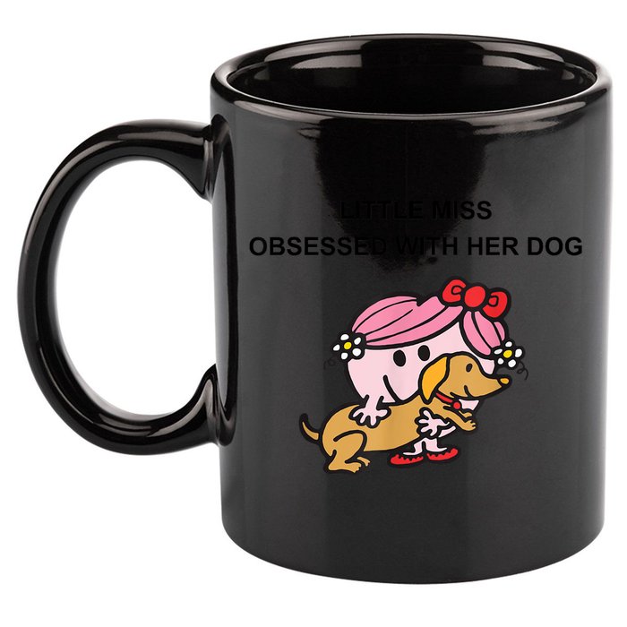 Little Miss Obsessed With Her Dog Funny Design 11oz C Handle Ceramic Mug