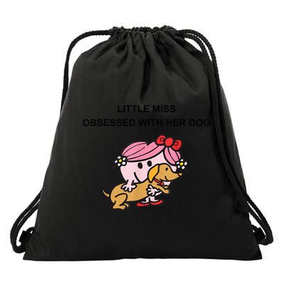 Little Miss Obsessed With Her Dog Funny Design Drawstring Bag