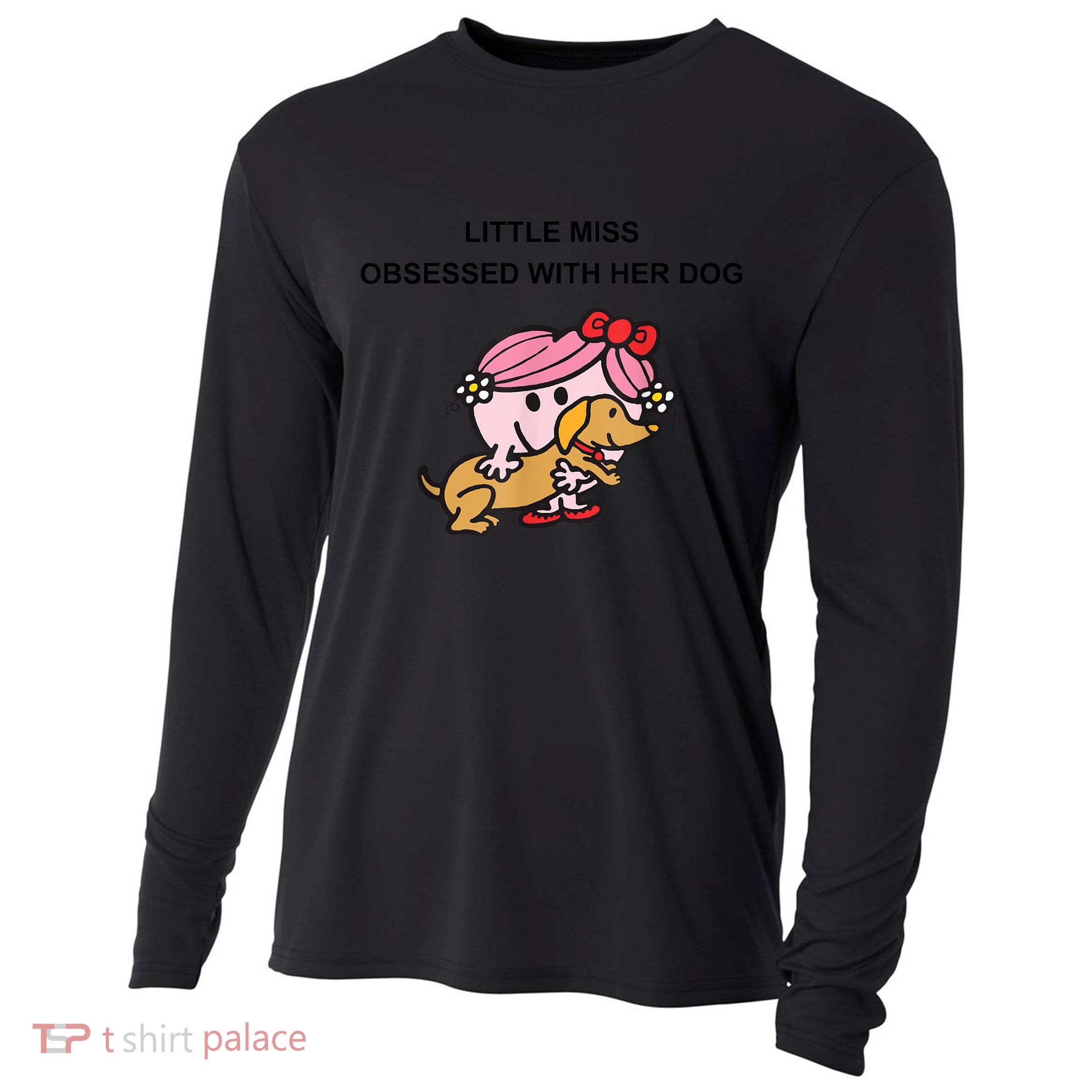 Little Miss Obsessed With Her Dog Funny Design Cooling Performance Long Sleeve Crew