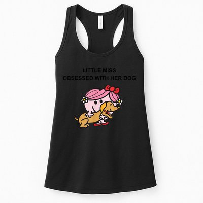 Little Miss Obsessed With Her Dog Funny Design Womens Tank Top