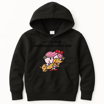 Little Miss Obsessed With Her Dog Funny Design Kids Hoodie