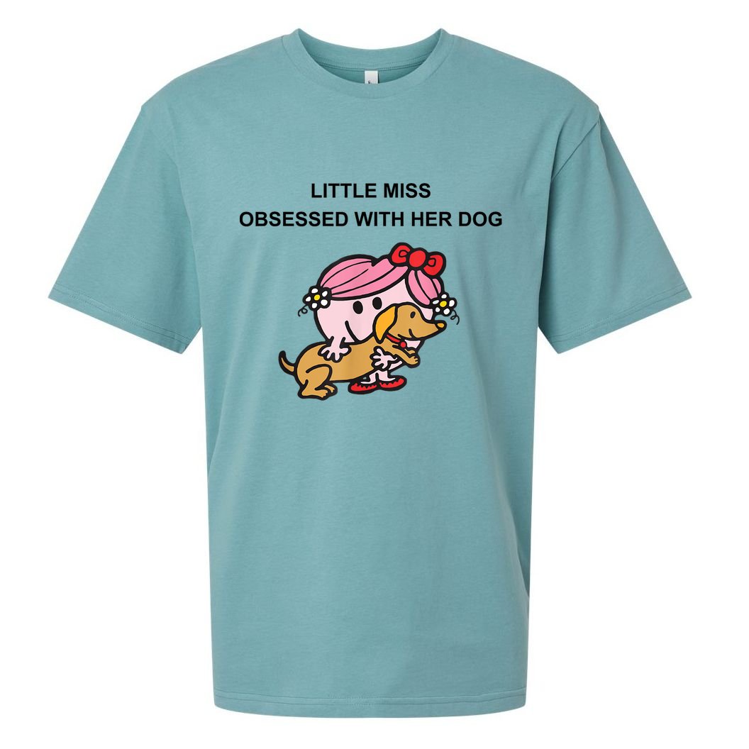 Little Miss Obsessed With Her Dog Funny Design Sueded Cloud Jersey T-Shirt