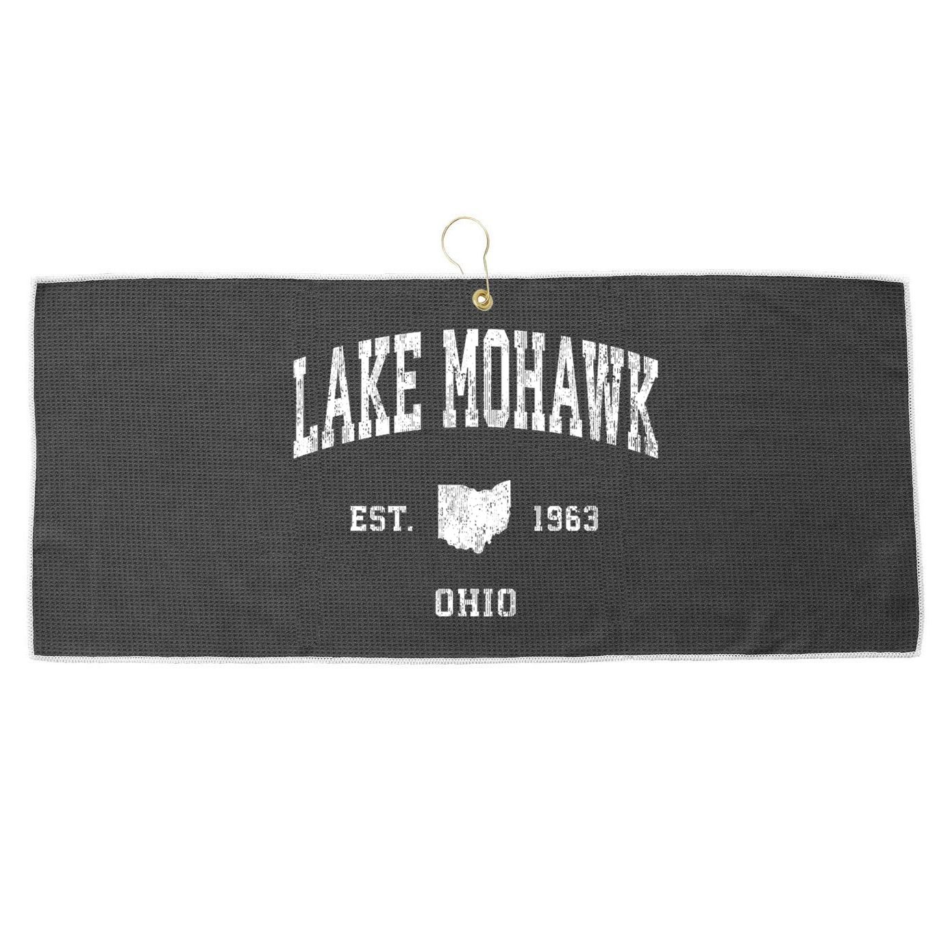 Lake Mohawk Ohio Oh Vintage Athletic Large Microfiber Waffle Golf Towel