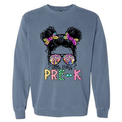 Lil Miss PreK Messy Bun Tie Dye American Cool Gift Garment-Dyed Sweatshirt