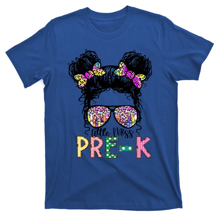 Lil Miss PreK Messy Bun Tie Dye American Cool Gift T-Shirt