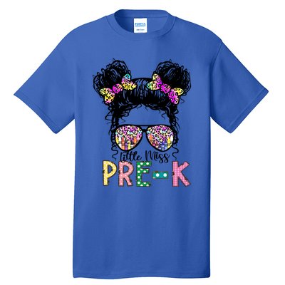 Lil Miss PreK Messy Bun Tie Dye American Cool Gift Tall T-Shirt