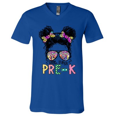 Lil Miss PreK Messy Bun Tie Dye American Cool Gift V-Neck T-Shirt